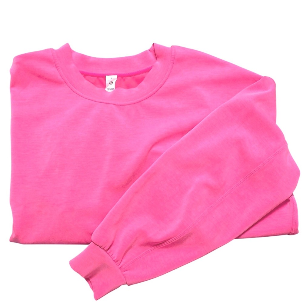 Lululemon Womens 8 Softstreme Perfectly Oversized Cropped Crew  Pink Sweatshirt